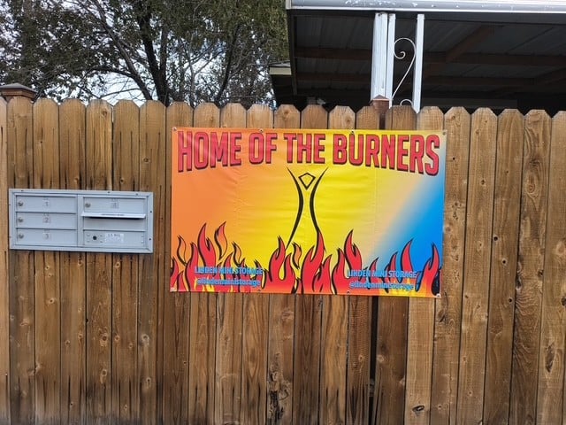 The Home of the Burners sign at Linden Mini Storage
